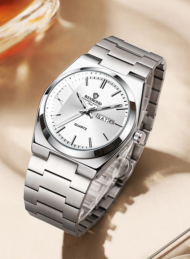 BINBOND Watch for Men Top Brand Luxury Men Quartz Watches Original Watch for Man Waterproof Date Week Stainless Steel Wristwatch Male - Image 1